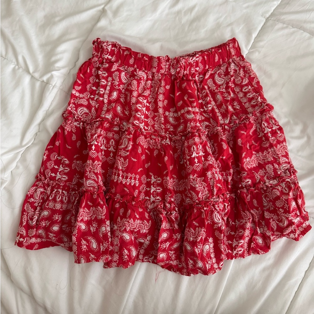 Nicole Miller Red and Cream Blouse